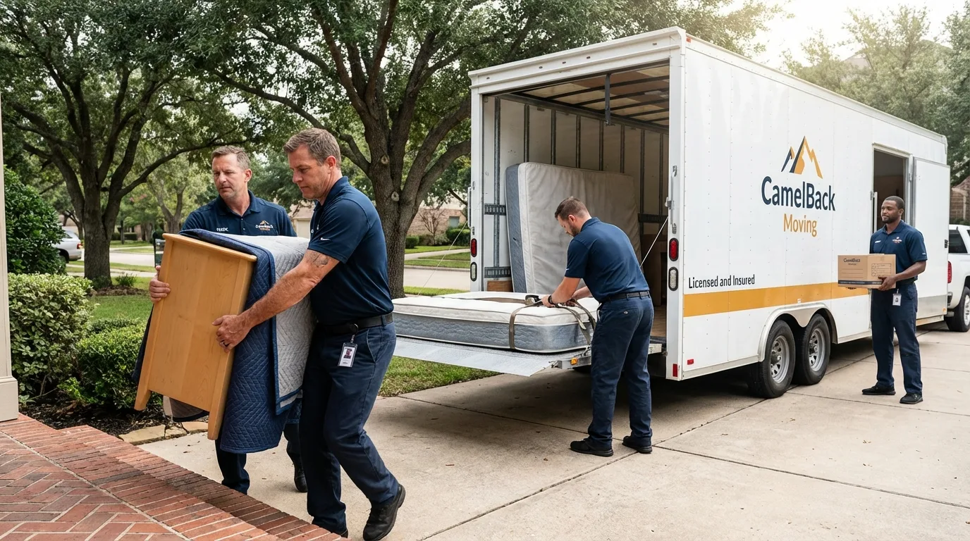 Crew loading residential truck for cross-state move from Miller, SD